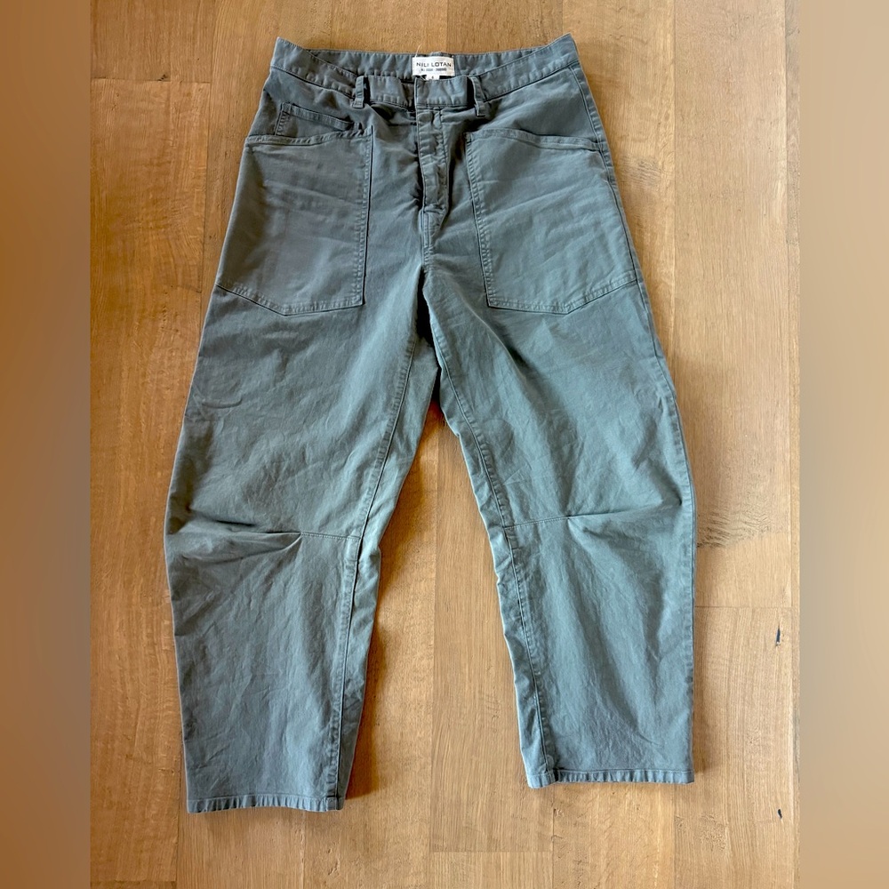 Nili Lotan $375 Shon Barrel Pant Trousers in Camo Green Size 6